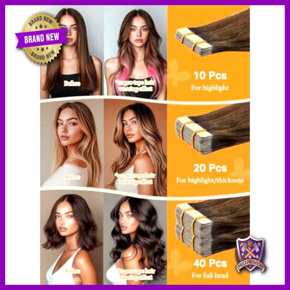 Tape-In Human Hair Extensions 18 Inch 50g 20pcs Remy Straight Skin Weft main image 4